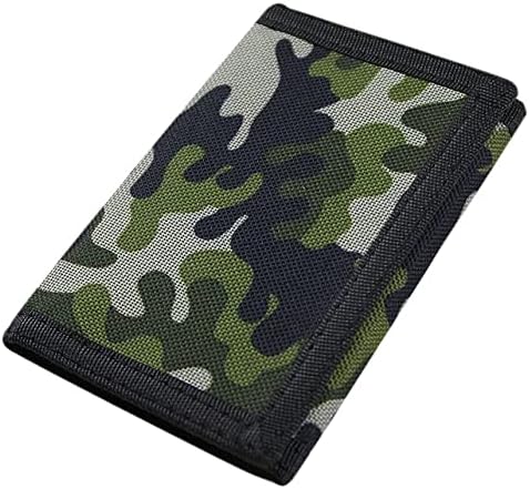 NEICY RFID Blocking Canvas Wallet for Men and Women - Camo Trifold Outdoor Sports Wallets with Magic Sticker for Teen Kids (Camo Green)