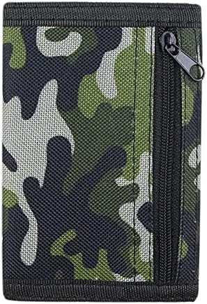 NEICY RFID Blocking Canvas Wallet for Men and Women - Camo Trifold Outdoor Sports Wallets with Magic Sticker for Teen Kids (Camo Green)