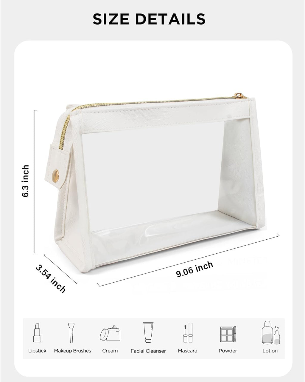 Small Clear Makeup Bag, Waterproof Clear Travel Toiletry Bag Case Cosmetic Bag with Zipper Small Makeup Pouch Travel Bags for Toiletries Travel Essentials Car Organizer