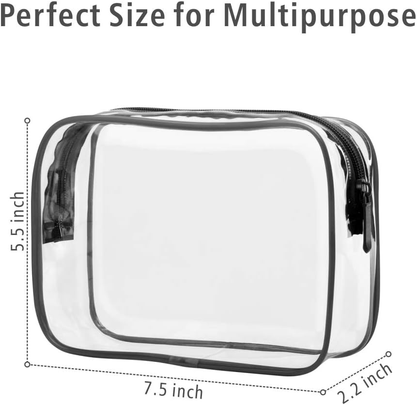PACKISM Clear Makeup Bag - 3 Pack TSA Approved Toiletry Bag, Travel Clear Toiletry Bag, Black White Grey