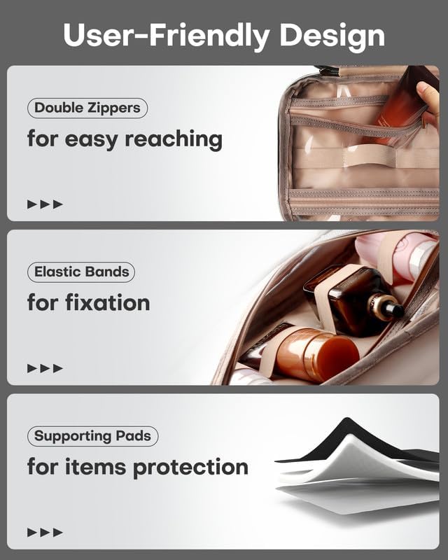 HOTOR Travel Toiletry Bag - Personalized Chenille Initial Makeup Bag, Water-Resistant Personalized Gifts for Women, Portable Travel Accessories & Essentials, Letter K, Black, 11.4"×9.0"×3.35"