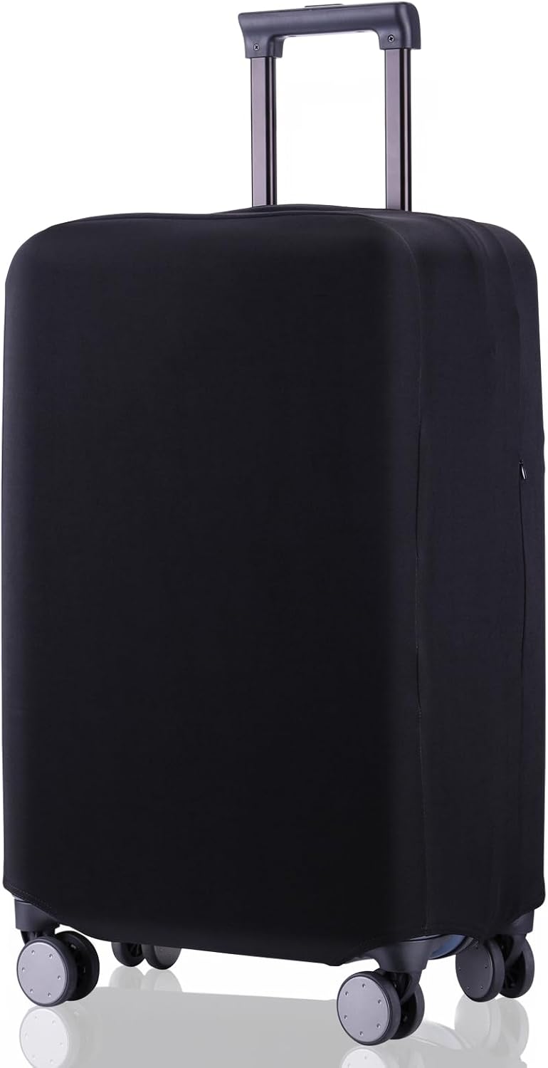 Travel Luggage Cover Suitcase Protector Scratch-Resistant Fit 19-31 Inch Suitcase, Not Included Suitcase (Black, 2XL(30-31inch))