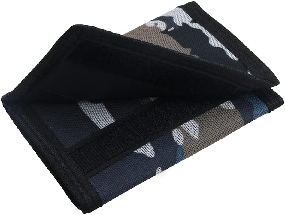 NEICY RFID Blocking Canvas Wallet for Men and Women - Camo Trifold Outdoor Sports Wallets with Magic Sticker for Teen Kids (Camo Grey)