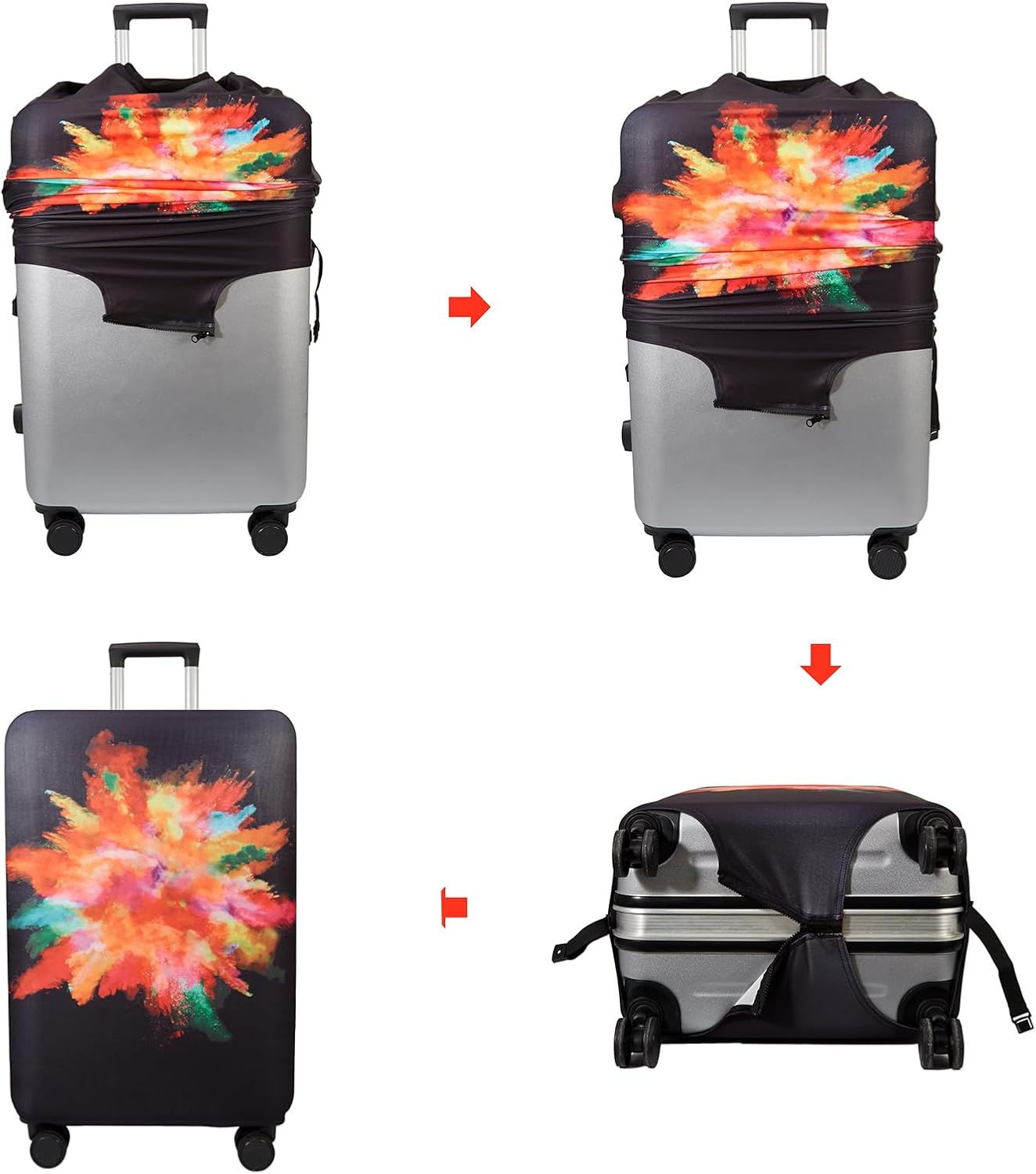 WUJIAONIAO Travel Luggage Cover Baggage Suitcase Protector Fit for 18-32 Inch Luggage (S (for 18-20 inch luggage), Graffiti)