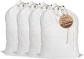 LFH Home Cotton Canvas Large Laundry Bag with Handle, Heavy Duty Drawstring Closure Washable Laundry Bags, School Travel, Home, Hotel, College Dorm, Organizer Sack, Toy Clothes 28x40 (Pack of 4)-White