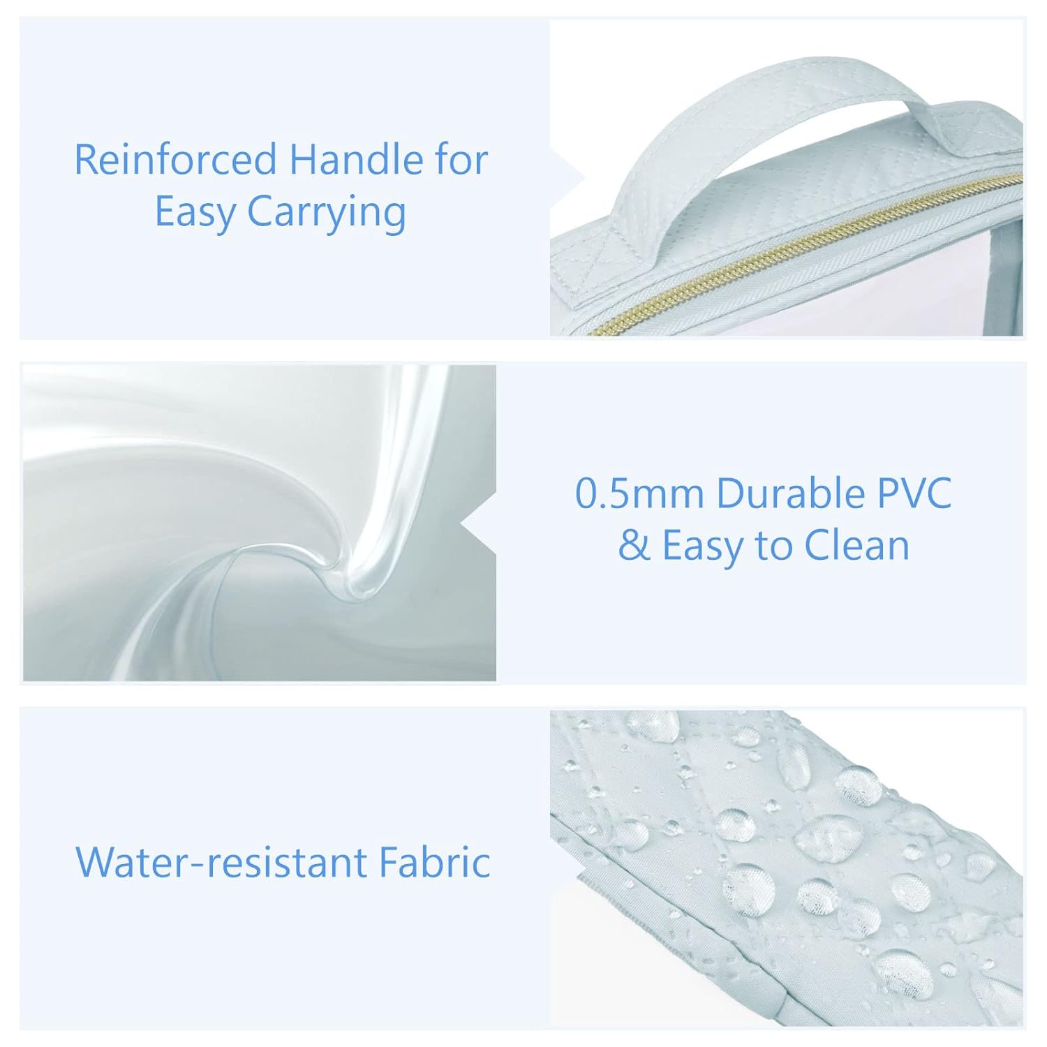 PACKISM TSA Approved Toiletry Bag, 3 Pack Clear Makeup Bags with Handle Large Opening, Clear Toiletry Bags Fit Carry-on Travel Essentials, Quart-sized Travel Bags for Toiletries, Multicolor