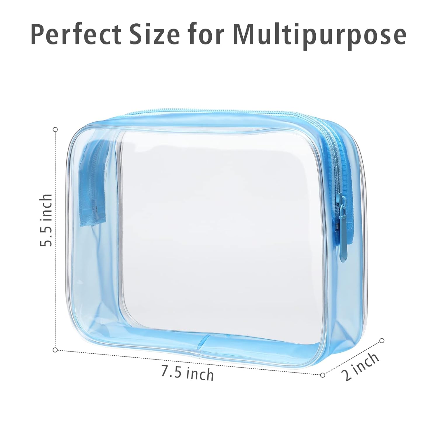 PACKISM Clear Toiletry Bag - 3 Pack Quart Size TSA Approved Toiletry Bag, Travel Makeup Cosmetic Bag for Women, Carry on Airport Airline Compliant Bag, Blue