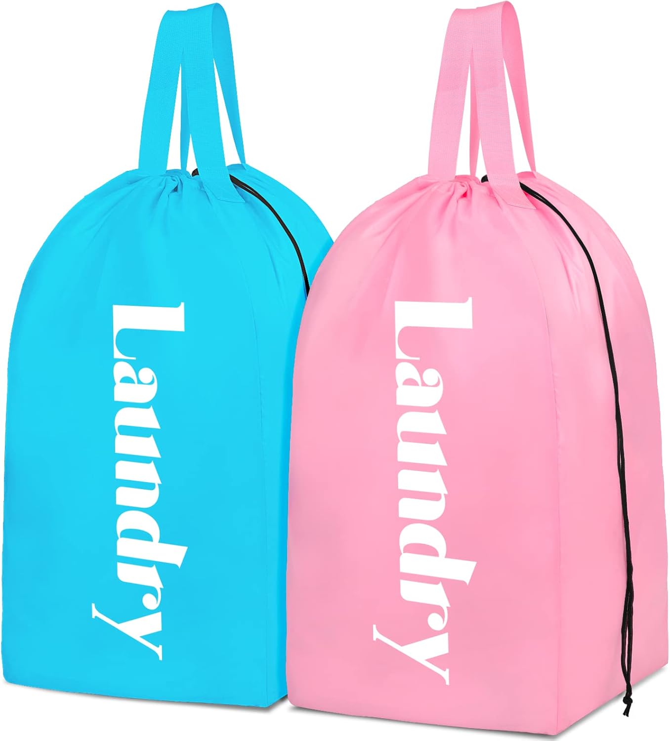 Sylfairy 2 Pack XL Laundry Bag with Strap,Heavy Duty Travel Laundry Bag,Rip-Stop Dirty Clothes Shoulder Bag with Drawstring,Easy Fit a Laundry Hamper or Basket Travel Essentials