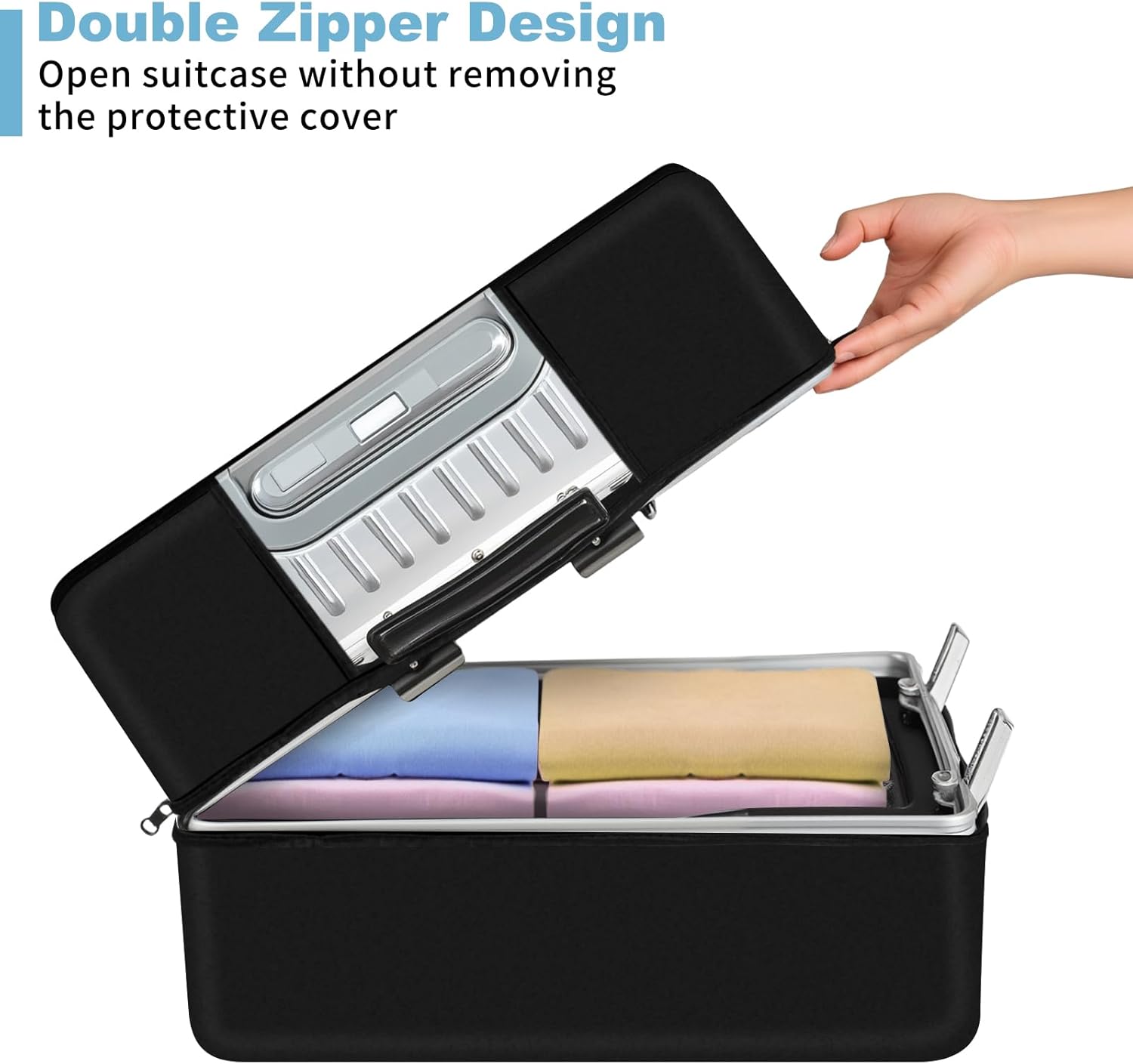 Yotako Upgraded Double Zippered Transparent PVC Suitcase Cover, No Disassembly Required Clear Luggage Protector for Suitcase Luggage Protector Cover 24''