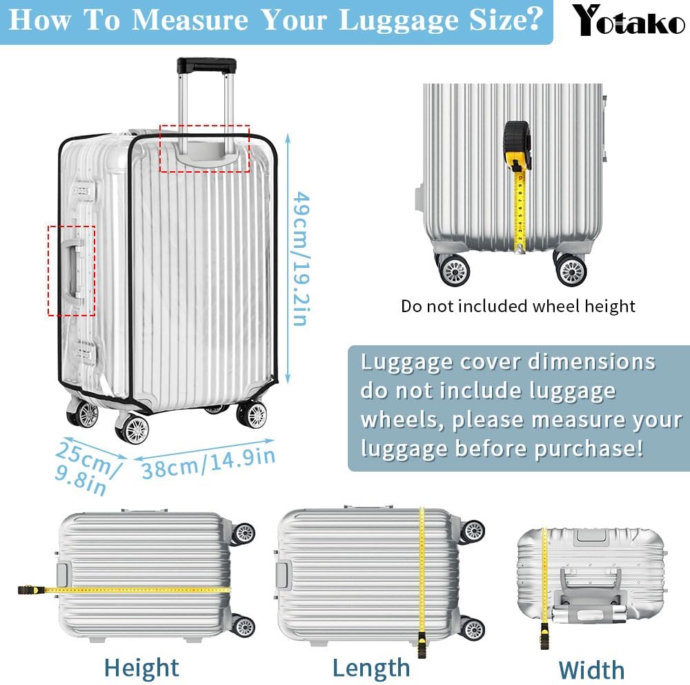 Yotako Clear PVC Suitcase Cover Protectors 20 Inch Luggage Cover for Wheeled Suitcase 20''