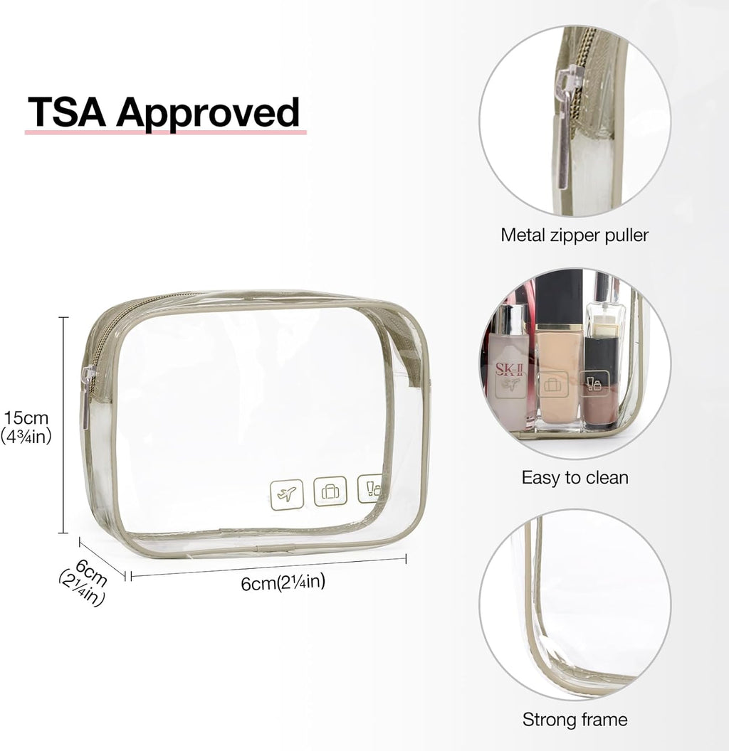 BAGSMART Toiletry Bag Hanging Travel Makeup Organizer with TSA Approved Transparent Cosmetic Bag Makeup Bag for Full Sized Toiletries, Large-Camel