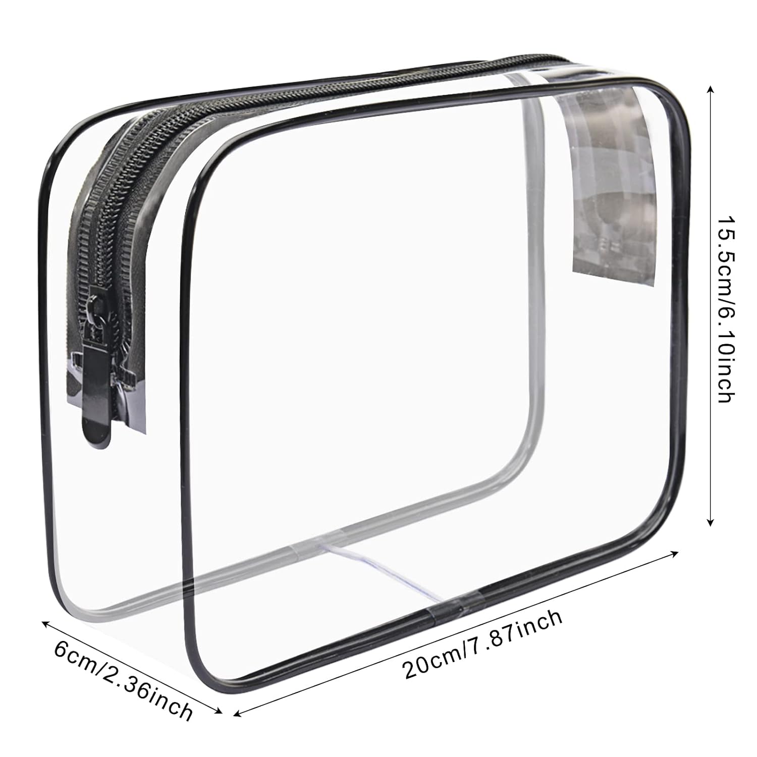 Lermende 2pcs Clear Toiletry Bag TSA Approved Travel Bag,Carry On for Travel,Airport Airline Accessories Compliant Bag,Quart Sized Makeup Cosmetic bag Women Men (Transparent Black, 2 Pack)