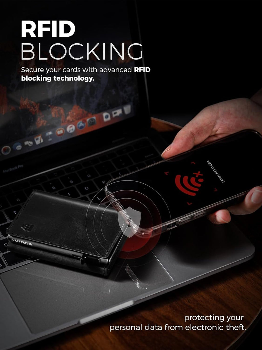 LORZOR Minimalist Wallet for Men with Credit Card Holder, Finest Full Grain Leather, Pop up Smart Wallet, Trifold Slim Wallet, RFID Blocking, Front Pocket, ID Window