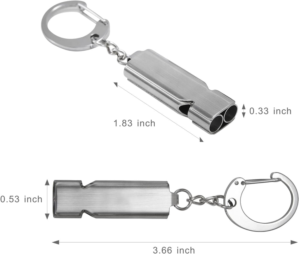 Whistle for Coaches Teachers, Emergency Survival Stainless Steel Whistles 2 Pack with Keychain for Referee Train Hiking Sports Boating Kayak Life Vest Jacket Lifeguard Outdoor Security