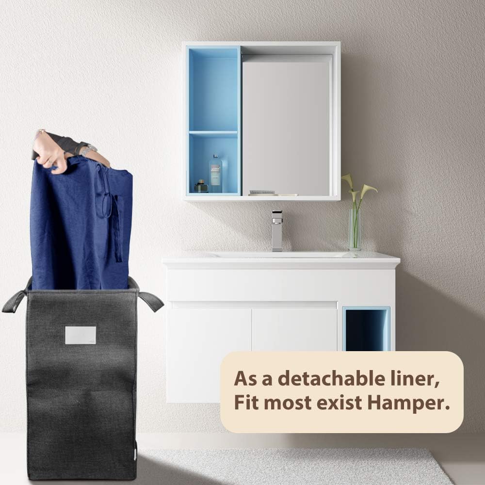 MCleanPin 140L Washable Laundry Bags with Handles,Dirty Clothes Storage for College Dorm or Travel, Laundry Liner Fit Laundry Hamper or Basket,2 Pack,Brown (Navy Blue)