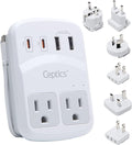 Ceptics World Travel Adapter Kit 2 USB-A, USB-C US Outlets, 20W/QC 18W Power Delivery, Surge Protection, SWADAPT Compatible for Europe, UK, China, Australia, Japan Perfect Laptop (WPS-5B)