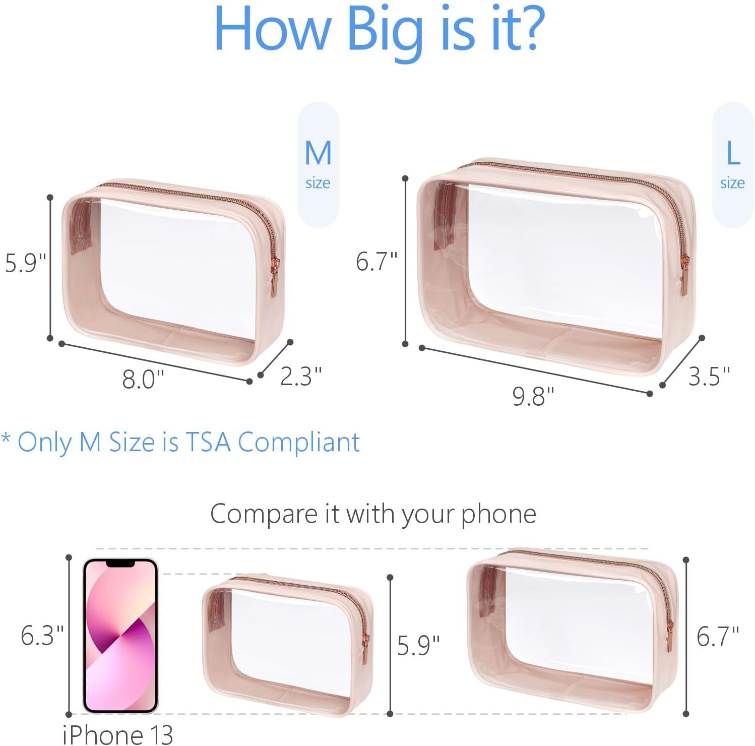 PACKISM TSA Approved Toiletry Bag - Clear Makeup Bag Waterproof Quart Size Bag, Travel Makeup Cosmetic Bag for Women, Carry on Airport Airline Compliant Bag, 4 Pack