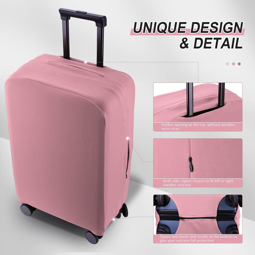 Travel Luggage Cover Suitcase Protector Scratch-Resistant Fit 19-31 Inch Suitcase, Not Included Suitcase (Pink, M(24-25 inch))