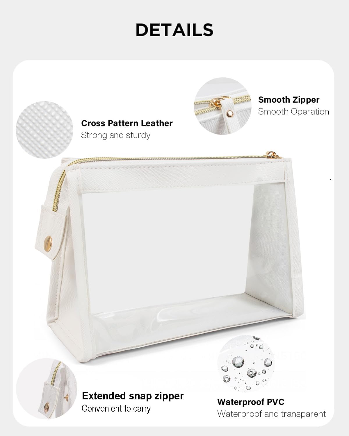 Small Clear Makeup Bag, Waterproof Clear Travel Toiletry Bag Case Cosmetic Bag with Zipper Small Makeup Pouch Travel Bags for Toiletries Travel Essentials Car Organizer