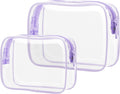 PACKISM Clear Makeup Bags - 2 Pack TSA Approved Toiletry Bags in 2 Size Clear Travels Bags for Toiletries, Cosmetic Bags Airport Carry on Compliant Bag, Light Purple