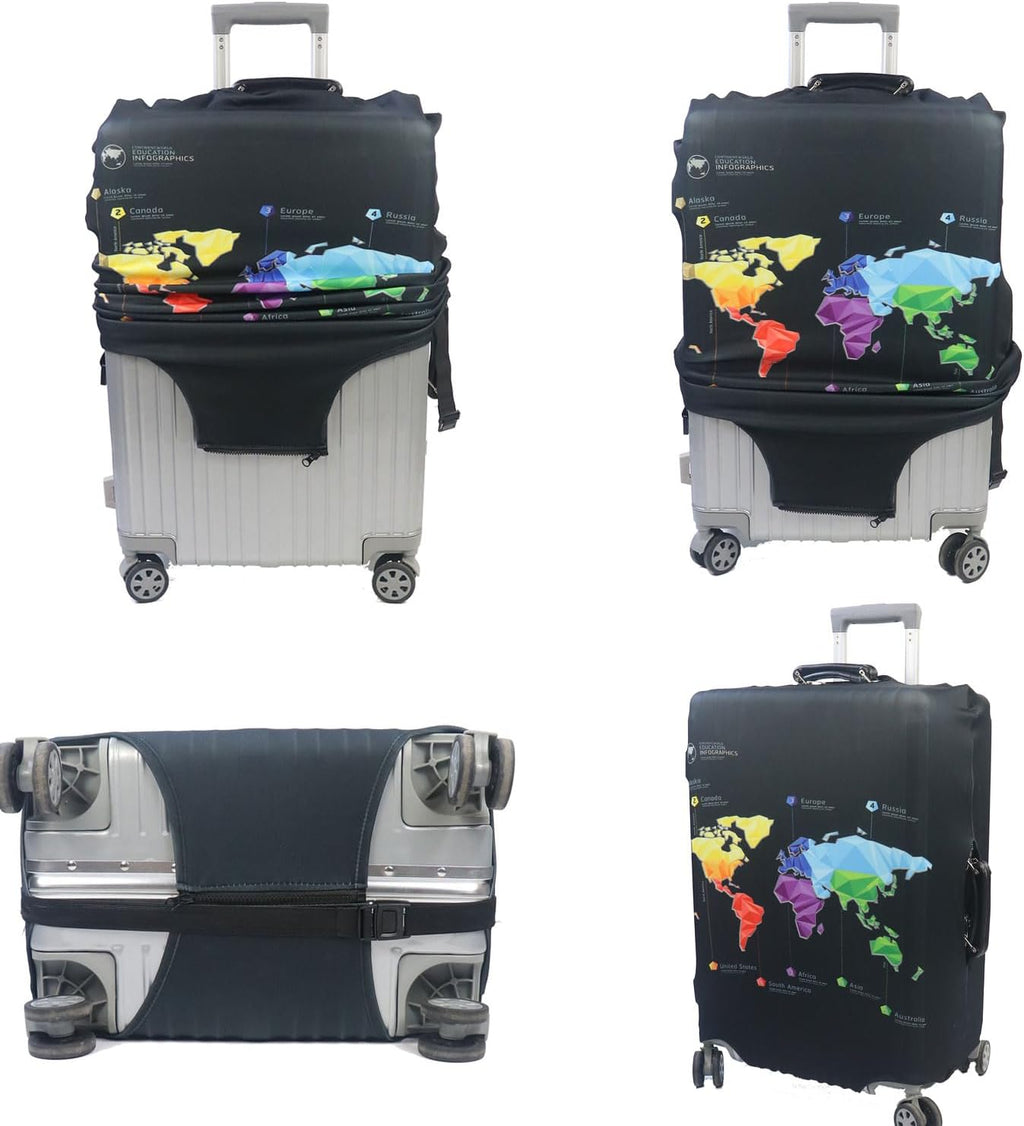 MosaiRudo Thicker Luggage Cover Elastic Suitcase Cover Protector Fits 18-32 Inch Suitcase Travel Accessories (Abstract Map, M)