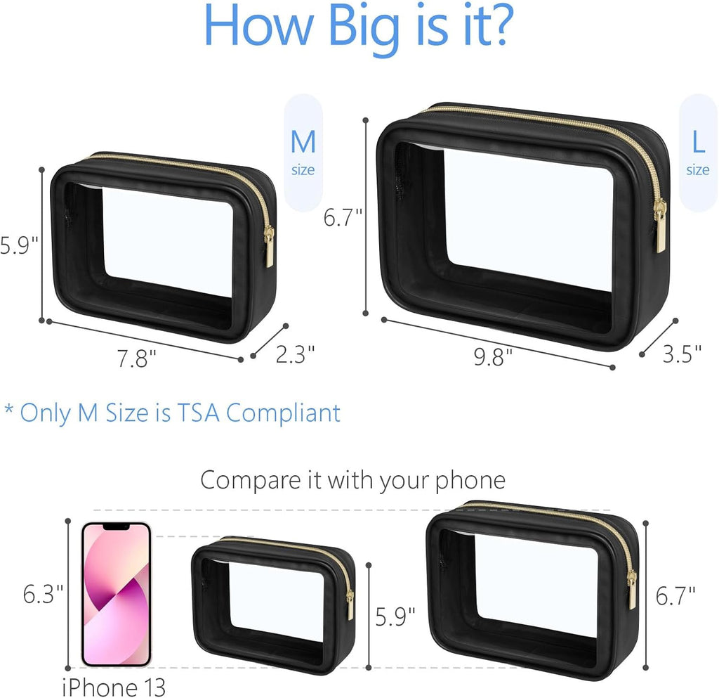 PACKISM TSA Approved Toiletry Bag - Upgrade Color-Edged Clear Makeup Bags, Clear Toiletry Bags For Traveling Fits Various Storage Needs