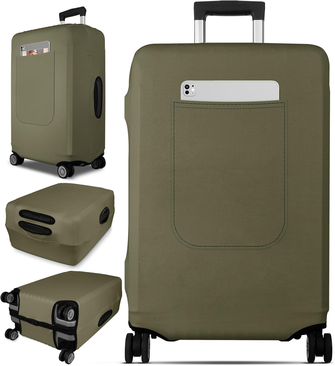 Slohif Luggage Cover for Suitcase Tsa Approved Protector - Luggage Sleeve Suit Case Cover Travel Stretch Large Baggage Case Protective Washable Fit 29-30 Inch Green