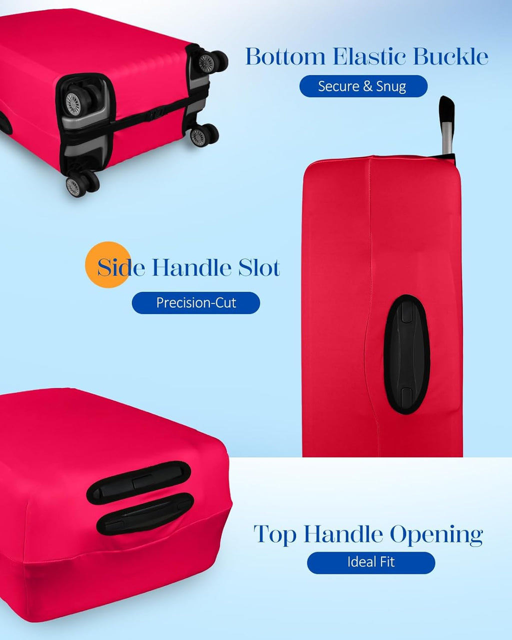 Slohif Luggage Cover for Suitcase Tsa Approved Protector - Luggage Sleeve Suit Case Cover Travel Stretch Large Baggage Case Protective Washable Fit 22-24 Inch Wine Red