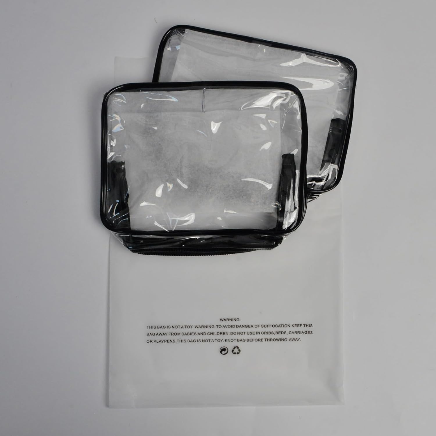 Lermende 2pcs Clear Toiletry Bag TSA Approved Travel Bag,Carry On for Travel,Airport Airline Accessories Compliant Bag,Quart Sized Makeup Cosmetic bag Women Men (Transparent Black, 2 Pack)