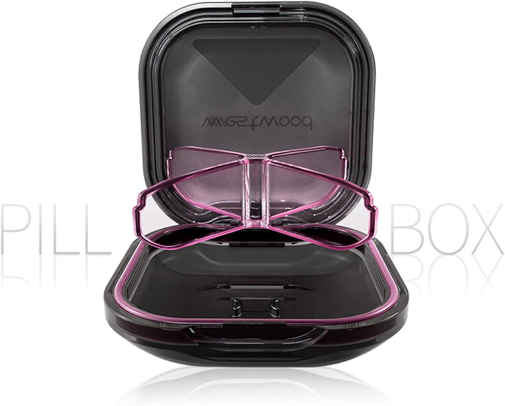 1 Pack Small Purple Pill Organizer, 4 Compartments, Compact Stylish Cute Travel Camping Pill Box Daily Medicine Pill Case, Portable and Moistureproof to Store Vitamins, Medication and Supplements