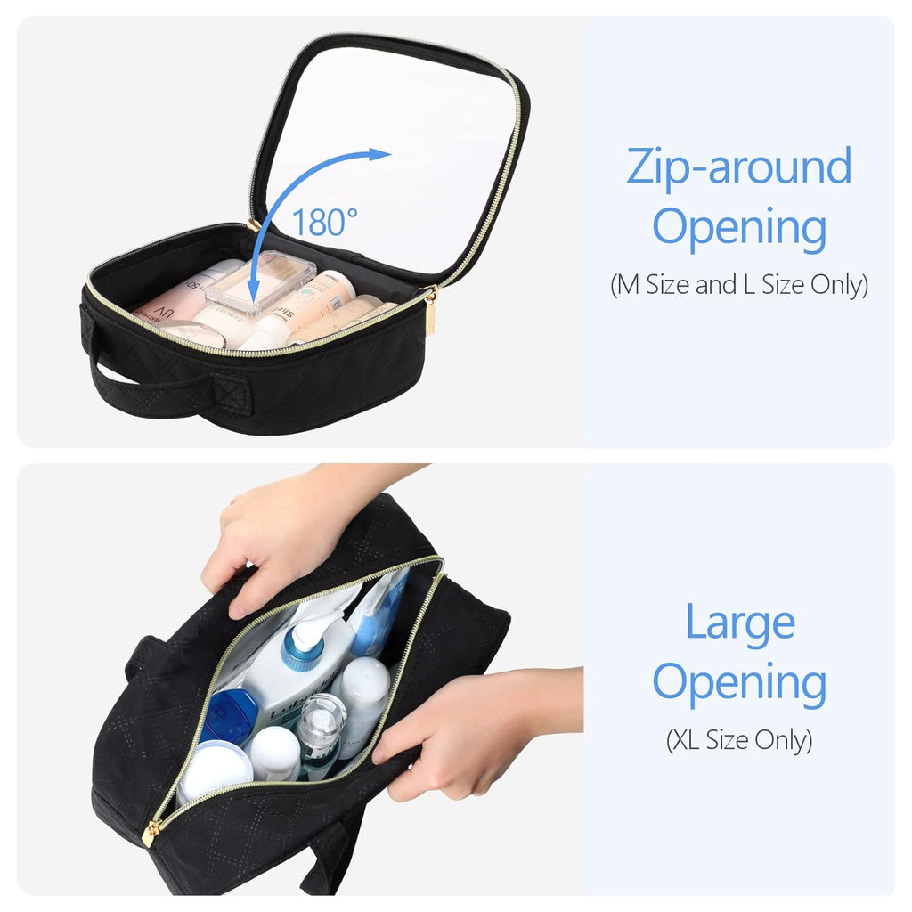 PACKISM Clear Toiletry Bags - 3 Pack Makeup Bags with Handle, Large Opening, Waterproof Cosmetic Bags Fit Carry-on Travel Essentials, Black