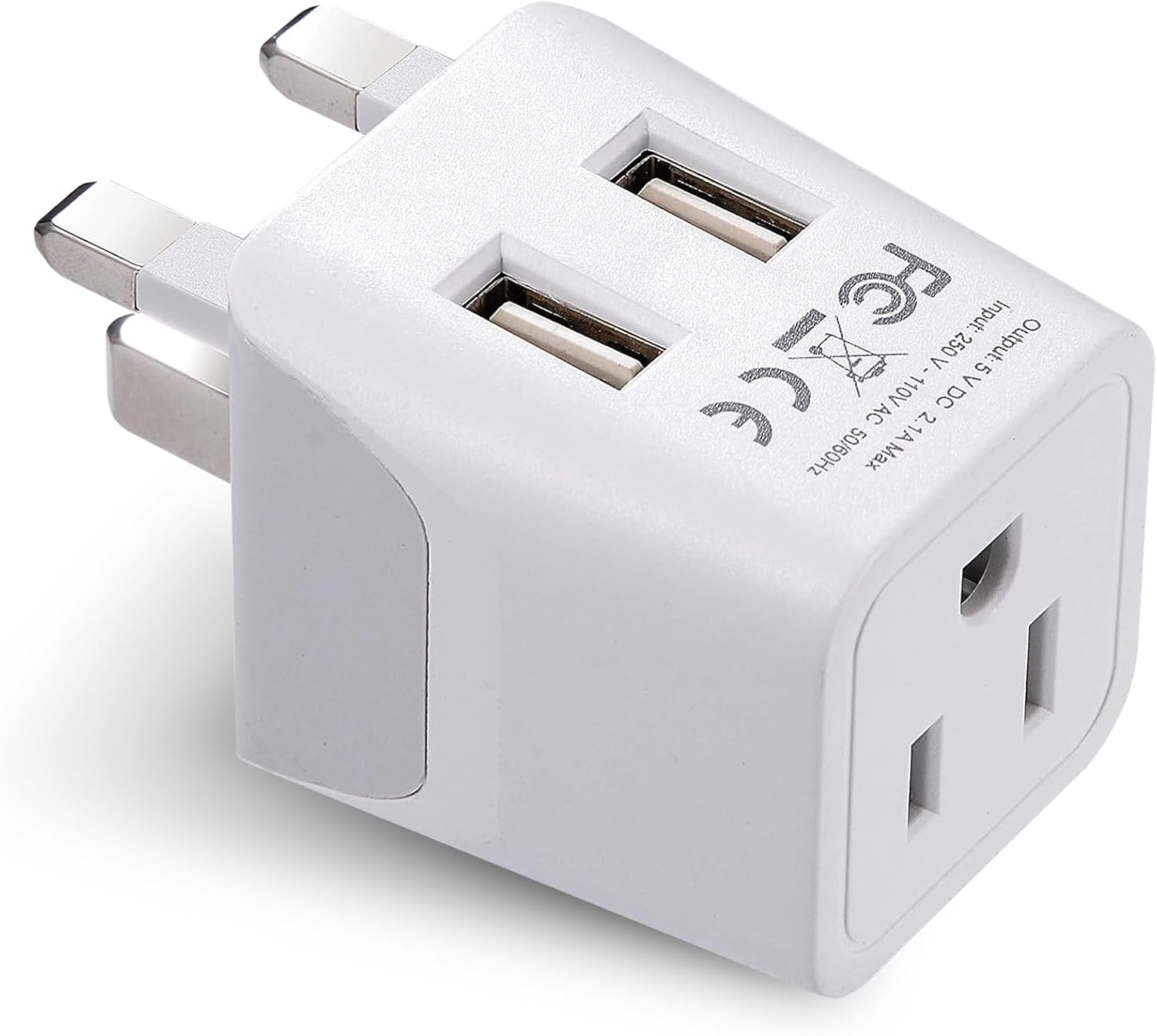 Ceptics European Plug Adapter, Safe USB-C 30W PD & QC 3.0-2 USA Socket - Compact & Powerful - Use in Greece, Italy, Switzerland, Turkey, Portugal - Includes Type C Swadapt Attachment