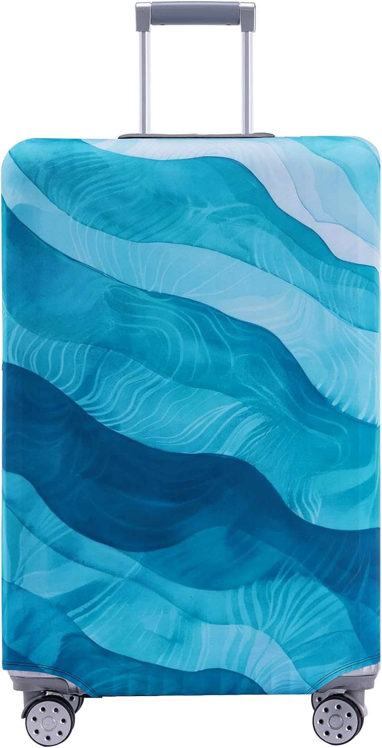 Travelkin Luggage Covers For Suitcase Tsa Approved,Suitcase Cover Protector Fit 18-32 Inch Luggage (Blue Wave, L)