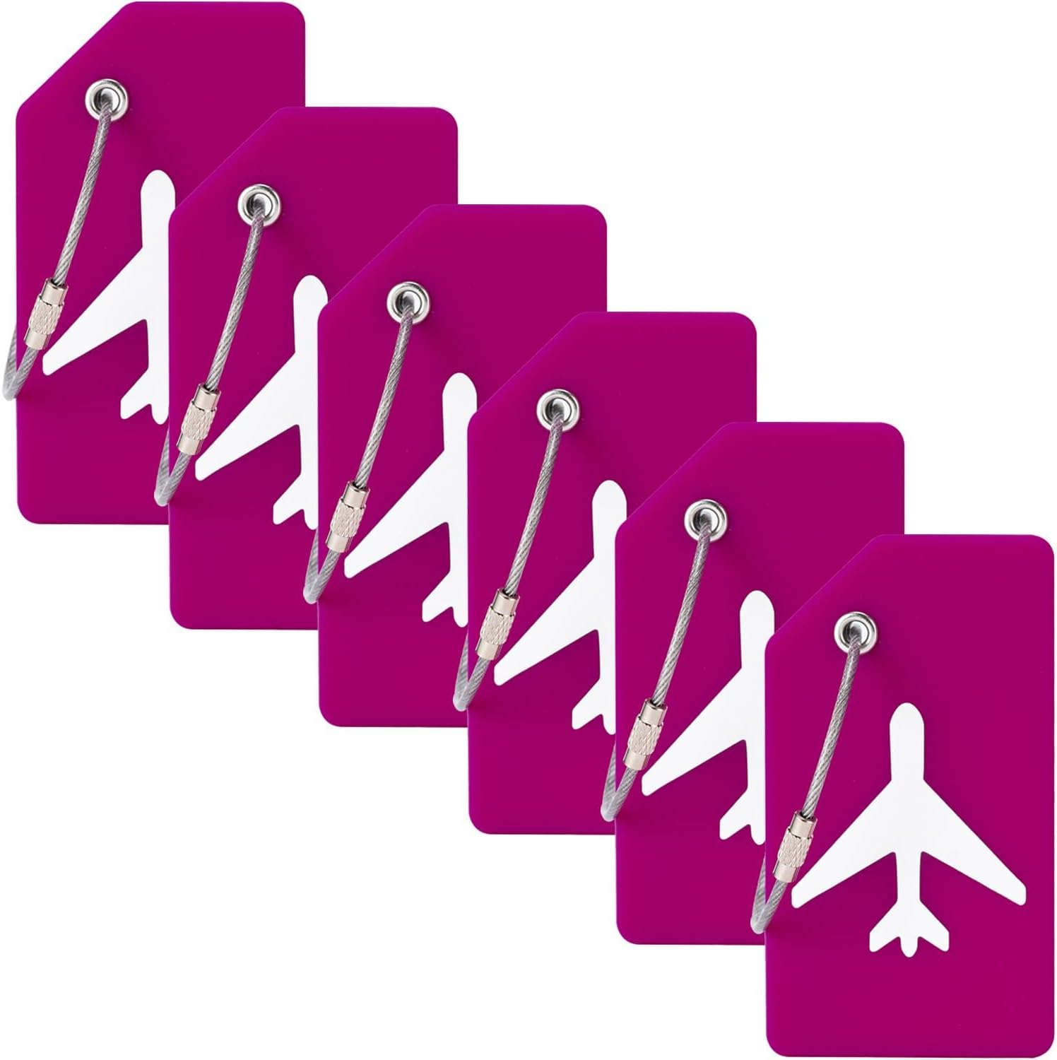 6 Pack Silicone Luggage Tag for Suitcases with Stainless Loop, Privacy Protection Travel Bag Tags Perfect to Quickly Spot Baggage Handbag (Cranberry)