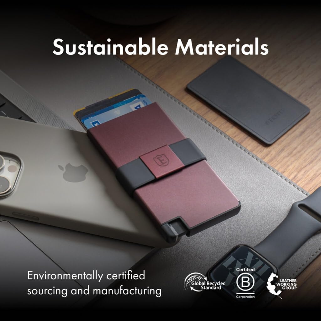 Ekster - Aluminum Cardholder Pro Wallet - All-Metal Aluminum Wallet for Men - Fits 7 Cards, RFID Blocking Layer, Ultra-Thin, Minimalist, Push Button, Card Access, Expandable, Trackable (Desert Red)