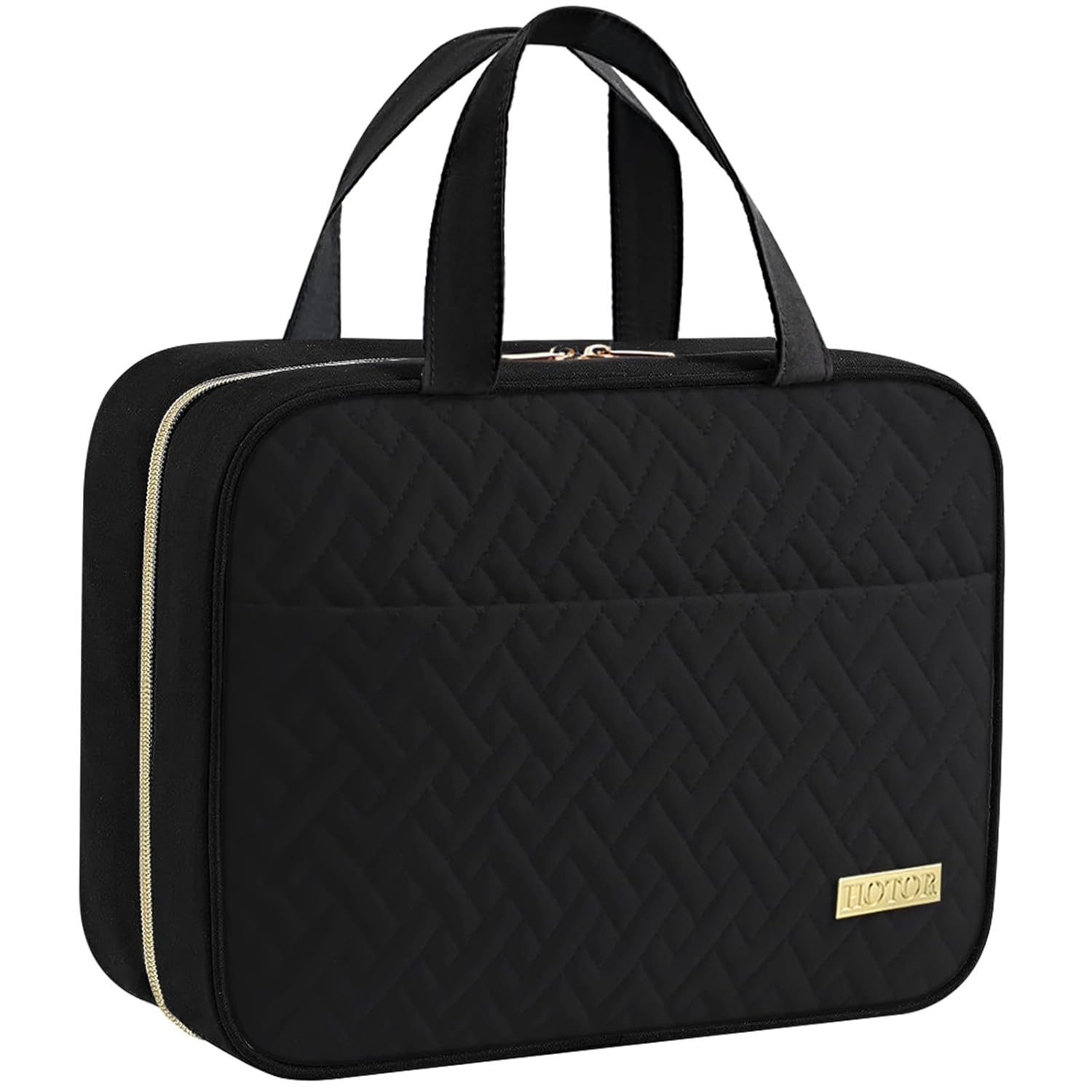 HOTOR Travel Toiletry Bag w/Hanging Hook - Spacious Toiletry Bag Essentials for Women & Men, Makeup Bag/Big Comparment, Waterproof for Travel Accessories, Large, Black