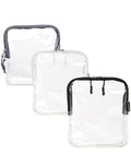 BORSALI TSA-Approved Quart-Sized Bag for Carry-on Travel - One (1) Quart Clear Toiletries, Cosmetic and 3-1-1 Liquids Toiletry Bag - Set of 3