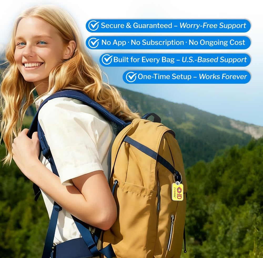 Forge Lost and Found Luggage Tags, Global Luggage Tracking Tag, WorldTracer Compatible, Travel Sentry Powered Baggage ID System for Luggage, Bags, Suitcases, and More (Yellow 2 PK)