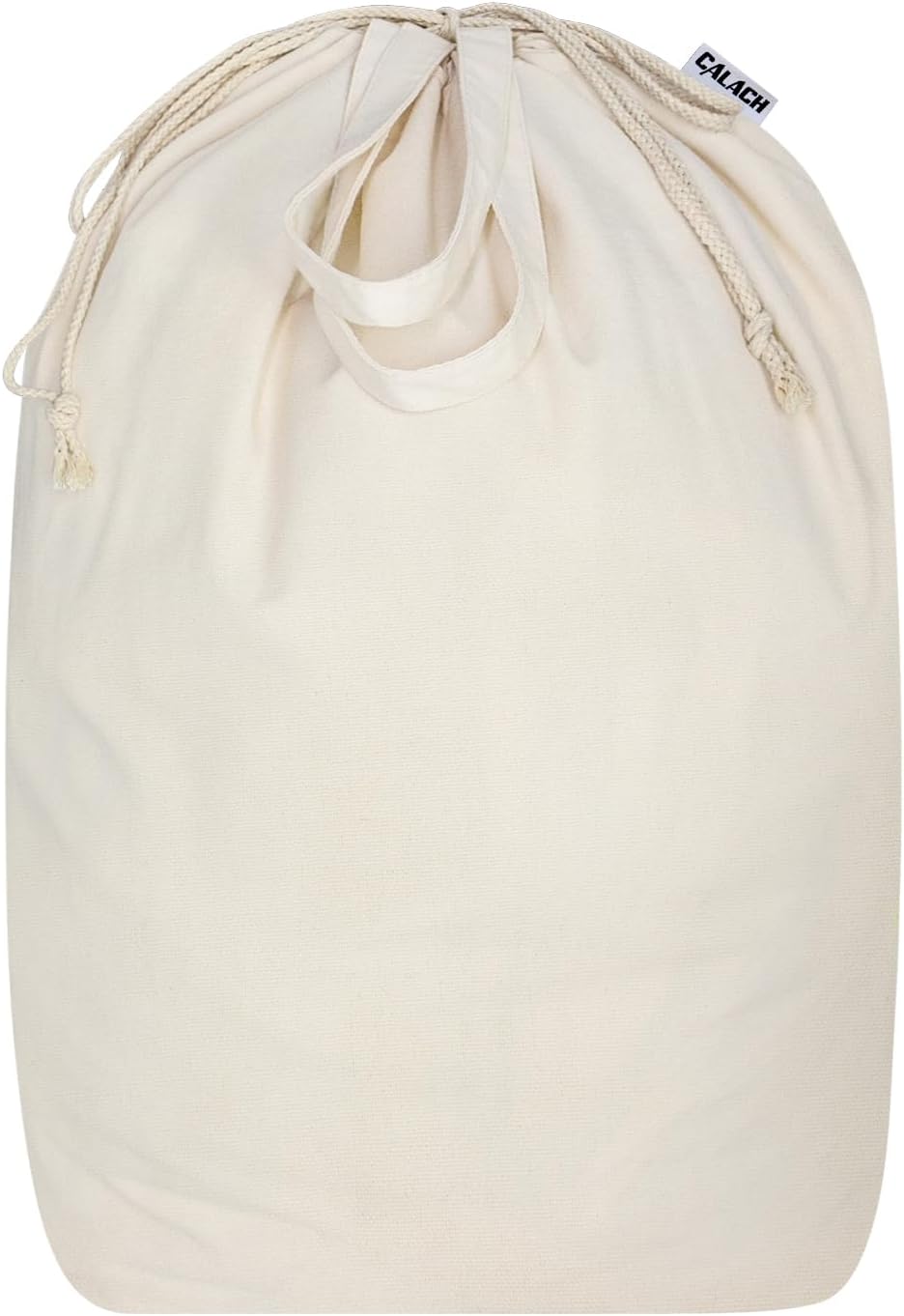 Canvas Laundry Bags 18x18in with Handles & Square Base, Extra Large Heavy Duty Laundry Basket Hamper Liner, Washable Drawstring Dirty Clothes Bag Canvas Storage Sack (Natural XL,1 Pack)