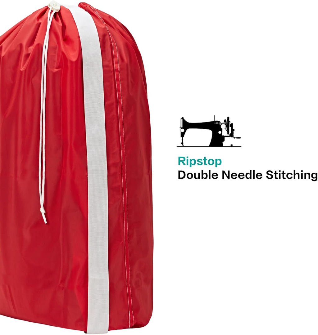 HOMEST XL Nylon Laundry Bag with Strap, Large Dirty Garments Organizer, Easy Fit a Hamper or Clothing Basket, Can Carry Up to 4 Loads of Clothes, Red