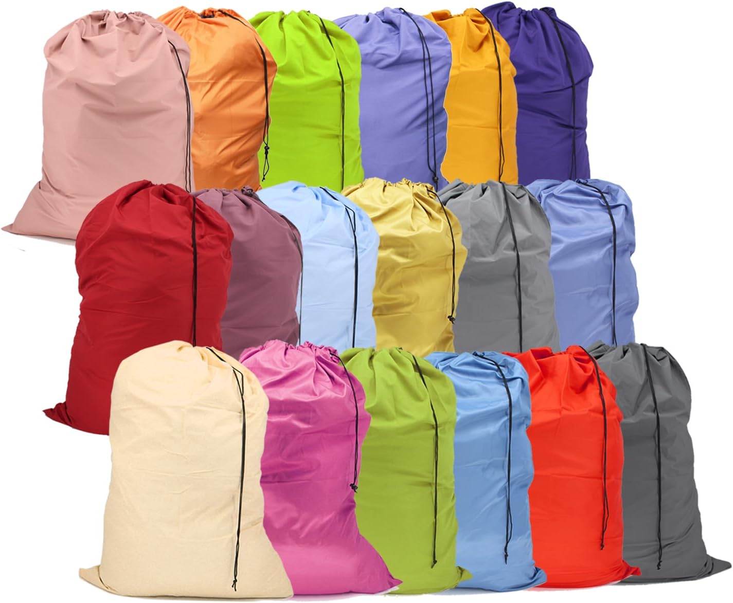 Extra Large Laundry Bag 18Pcs, Varied Colors, Travel Laundry Bags with Drawstring Closure, 30"x40", for college, dorm and apartment dwellers (18Pcs)