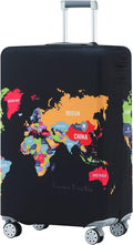 Travelkin Luggage Covers For Suitcase Tsa Approved,Suitcase Cover Protector Fit 18-32 Inch Luggage (Map, S)