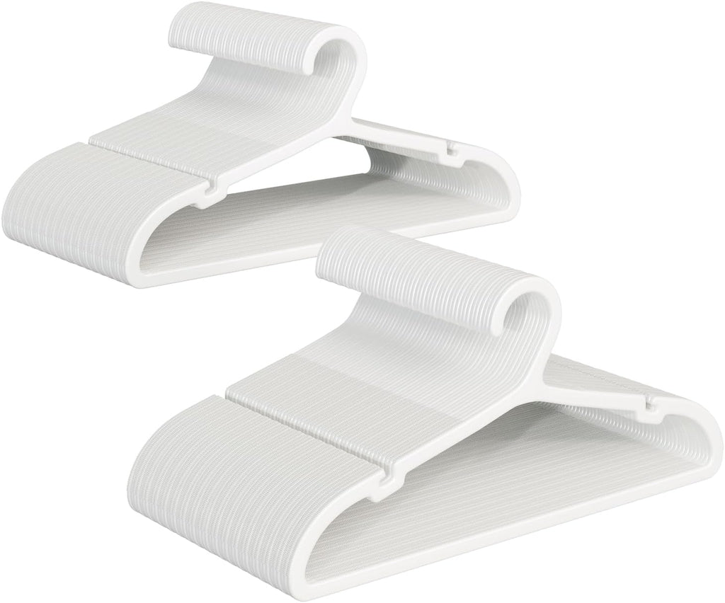 100 Pack Clothes Hangers, Non Slip Plastic Coat Hangers, Space Saving Hangers, Heavy Duty, Hanging Dry Wet Clothes, 16.4" x 8.3", White, UAPY05100W