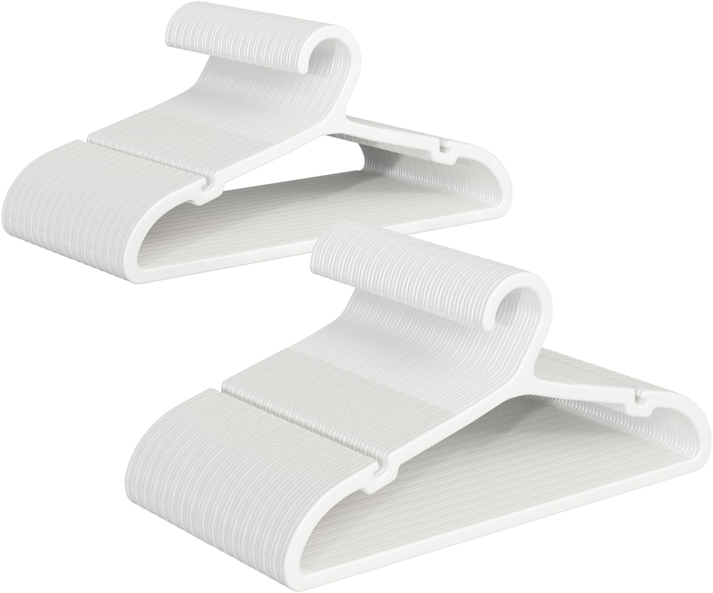 100 Pack Clothes Hangers, Non Slip Plastic Coat Hangers, Space Saving Hangers, Heavy Duty, Hanging Dry Wet Clothes, 16.4" x 8.3", White, UAPY05100W