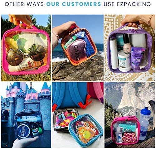 EzPacking Clear TSA Approved 3-1-1 Travel Toiletry Bag for Carry On/Quart Size Transparent Liquids Pouch for Airport Security/Reusable See Through Vinyl & PVC Plastic Organizer Men Women (Purple)