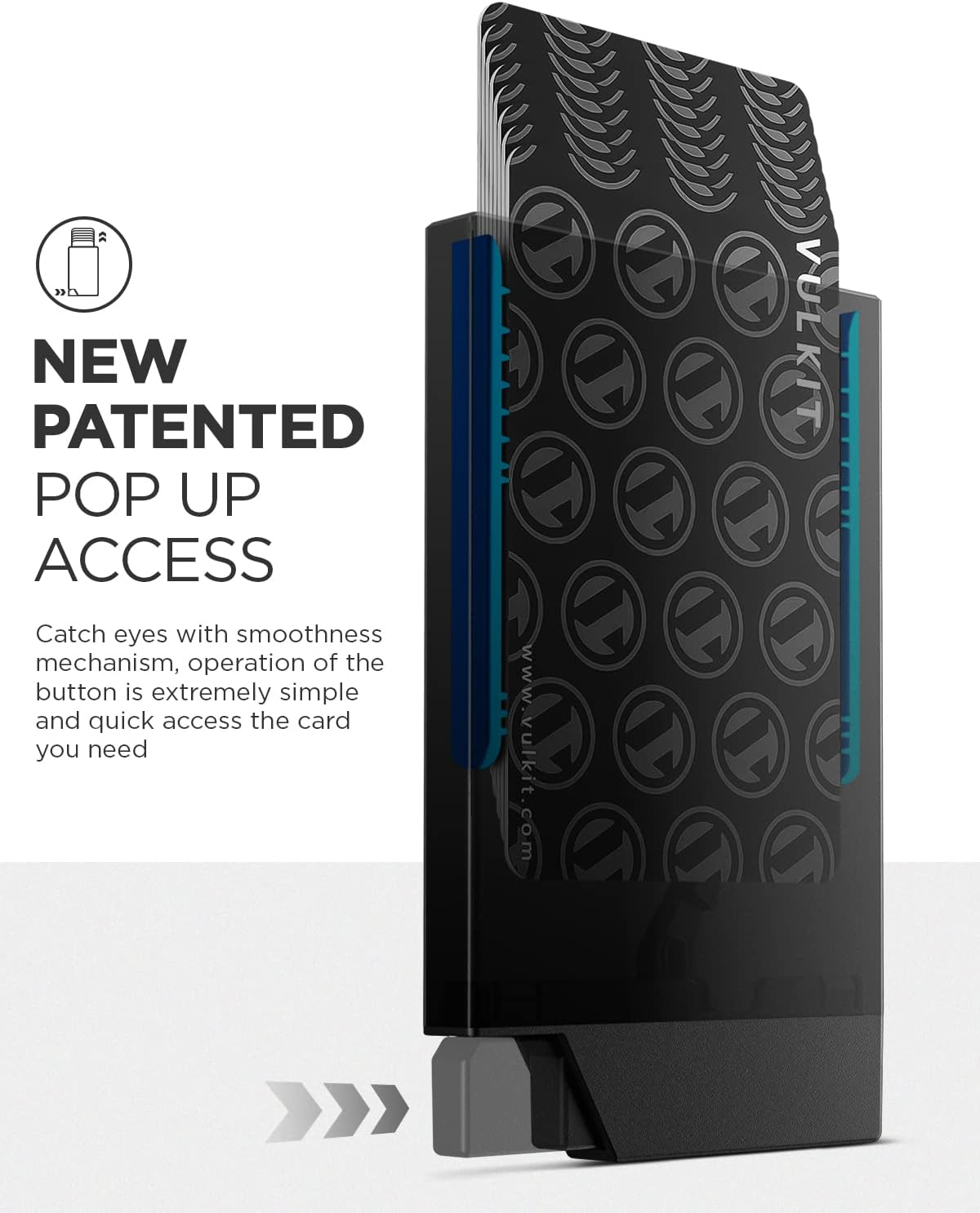 VULKIT Pop up Card Holder Minimalist Credit Card Holder RFID Blocking Slim Metal Card Case for Men or Women(Black)