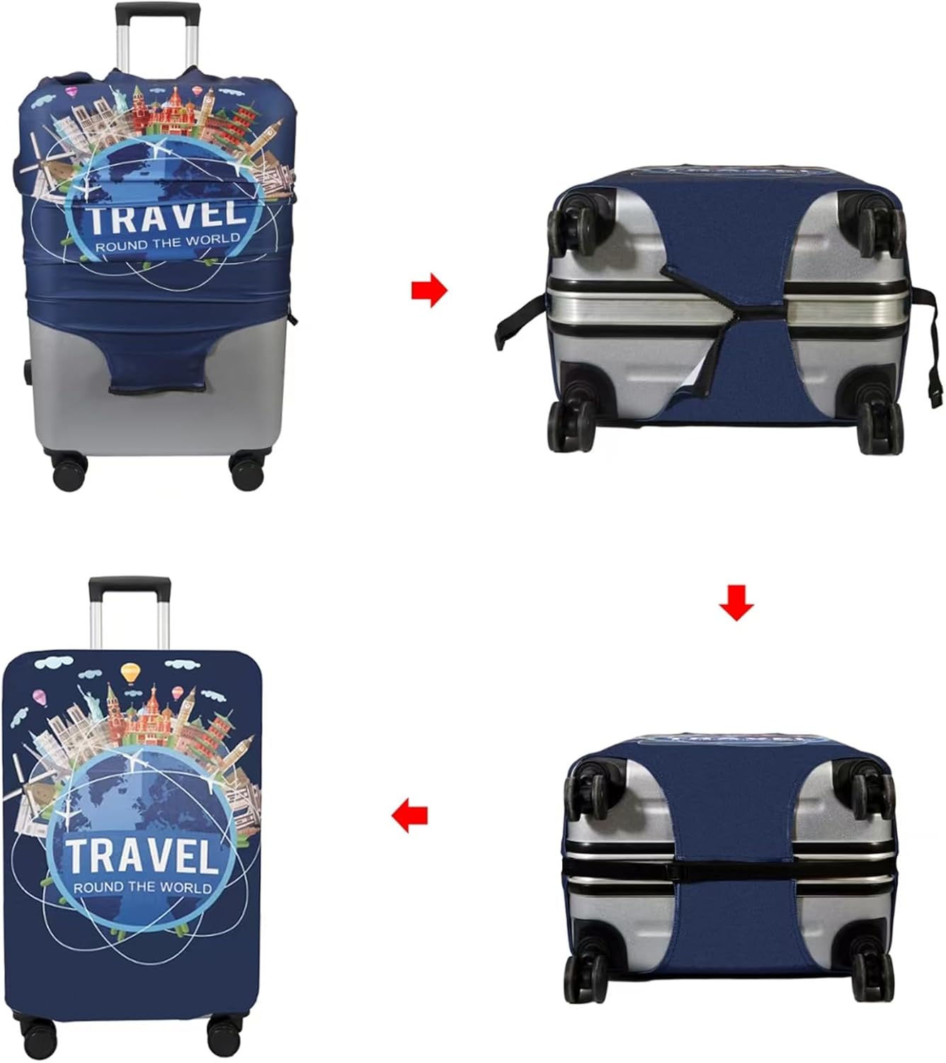 WUJIAONIAO Travel Luggage Cover Spandex Suitcase Protector Washable Baggage Covers (S (for 25-28 inch luggage), TRAVEL)