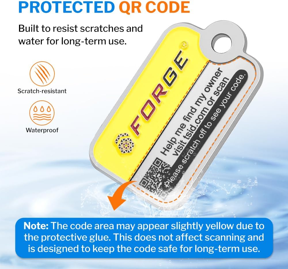 Forge Lost and Found Luggage Tags, Global Luggage Tracking Tag, WorldTracer Compatible, Travel Sentry Powered Baggage ID System for Luggage, Bags, Suitcases, and More (Yellow 2 PK)