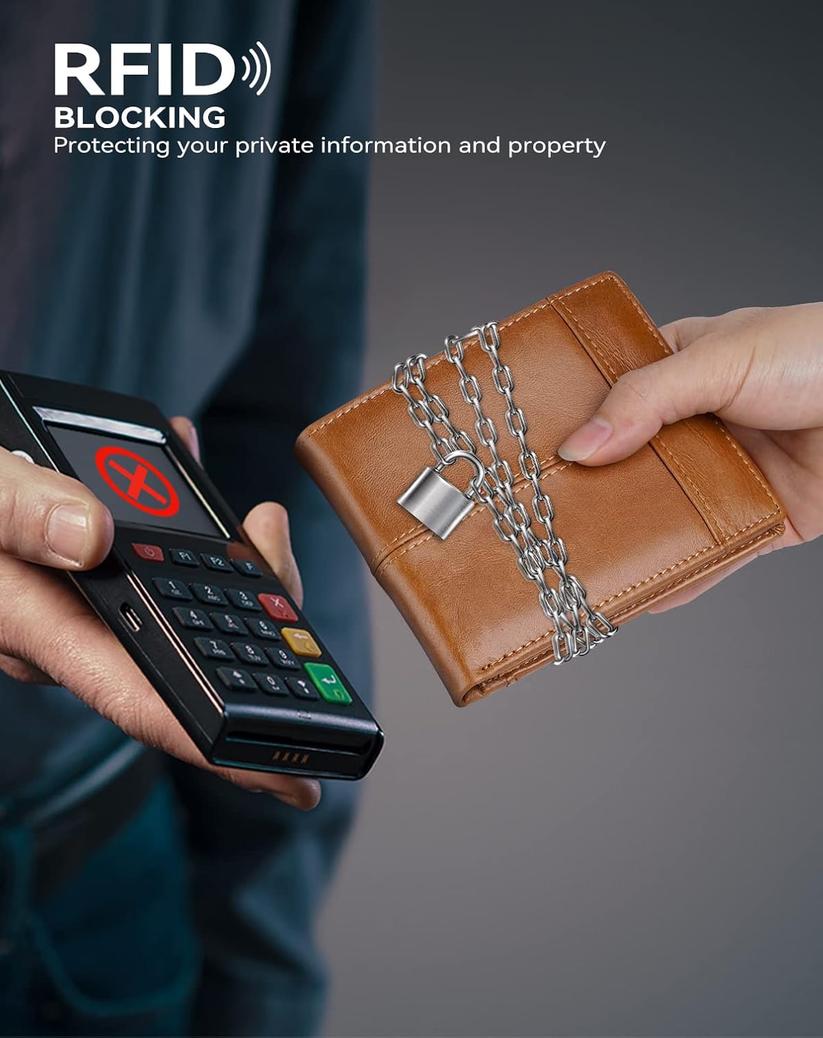 Swallowmall Mens Wallet Rfid Blocking Genuine Leather Bifold Wallets with 1 ID Window 15 Card Slots