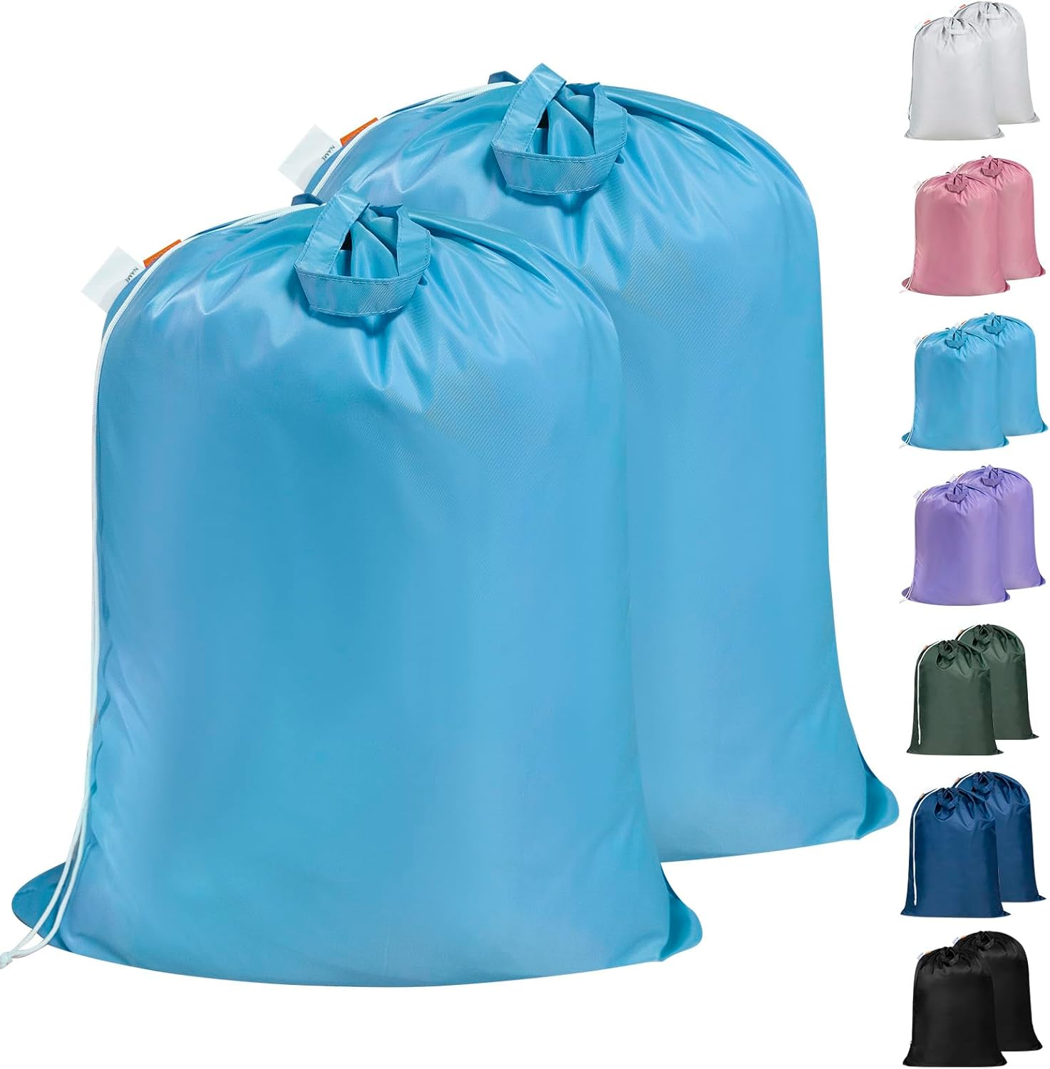 Polecasa Heavy Duty Large Laundry Bag with 130gsm Tear Resistant Fabric and Handles, Easy to Carry Durable Dirty Clothes Drawstring Bag, Perfect for College Dorm,Travel, 2 Pack 28”x36”,Gulf Blue